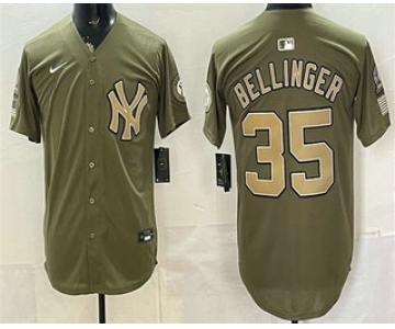 Men's New York Yankees #35 Cody Bellinger Olive 2026 Armed Forces Day Jersey