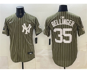 Men's New York Yankees #35 Cody Bellinger Olive 2026 Armed Forces Day Salute To Service Stitched Baseball Jerse