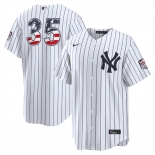 Men's New York Yankees #35 Cody Bellinger White 2026 USA 250 Fourth of July Home Stadium Stitched Baseball Jersey Men's New York Yankees #35 Cody Bellinger White 2026 USA 250 Fourth of July Home Stadium Stitched Baseball Jersey