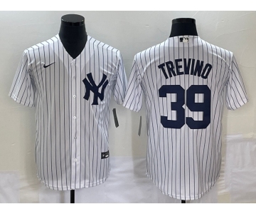 Men's New York Yankees #39 Jose Trevino White Cool Base Stitched Baseball Jersey
