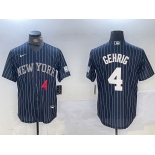 Men's New York Yankees #4 Lou Gehrig Navy Pinstripe Fashion Cool Base Jerseys