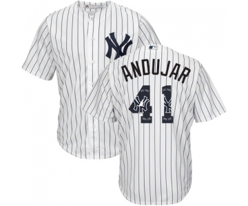 Men's New York Yankees #41 Miguel Andujar Authentic White Team Logo Fashion Baseball Jersey