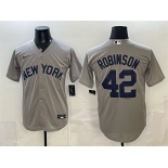 Men's New York Yankees #42 Jackie Robinson Grey Stitched Baseball Jersey