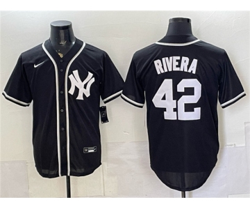 Men's New York Yankees #42 Mariano Rivera 2026 Fashion Replica Black Out Stitched Baseball Jersey