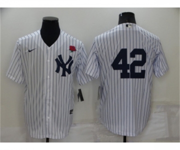 Men's New York Yankees #42 Mariano Rivera White No Name Stitched Rose Nike Cool Base Throwback Jersey