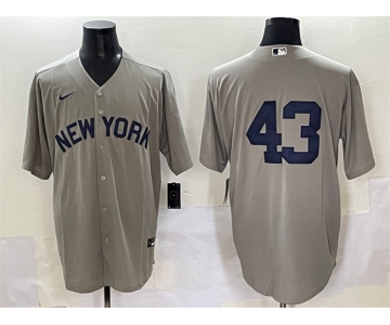 Men's New York Yankees #43 Jonathan Loáisiga Gray Cool Base Stitched Baseball Jersey