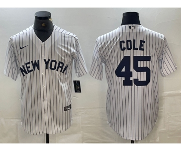 Men's New York Yankees #45 Gerrit Cole White 2024 Cool Base Stitched Jerseys