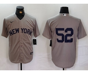 Men's New York Yankees #52 CC Sabathia Grey Cool Base Stitched Jersey