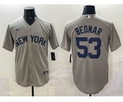 Men's New York Yankees #53 David Bednar Grey Stitched Baseball Jersey Men's New York Yankees #53 David Bednar Grey Stitched Baseball Jersey