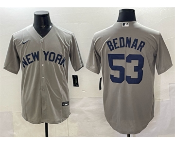 Men's New York Yankees #53 David Bednar Grey Stitched Baseball Jersey
