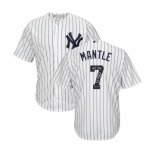 Men's New York Yankees #7 Mickey Mantle Authentic White Team Logo Fashion Baseball Jersey Men's New York Yankees #7 Mickey Mantle Authentic White Team Logo Fashion Baseball Jersey