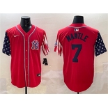 Men's New York Yankees #7 Mickey Mantle Red American Style Limited Stitched Baseball Jersey