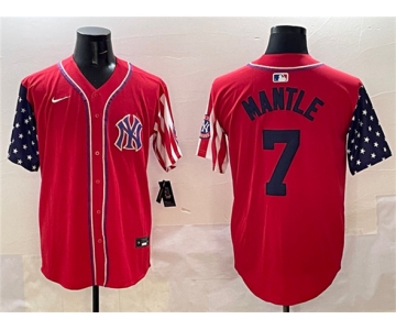 Men's New York Yankees #7 Mickey Mantle Red American Style Limited Stitched Baseball Jersey