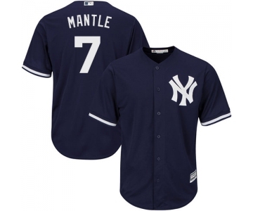 Men's New York Yankees #7 Mickey Mantle Replica Navy Blue Alternate Baseball Jersey