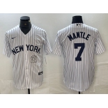 Men's New York Yankees #7 Mickey Mantle White 2024 Cool Base Stitched Jersey