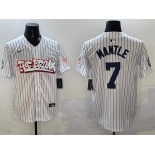 Men's New York Yankees #7 Mickey Mantle White Bronx Graffiti Vapor Limited Stitched Baseball Jersey