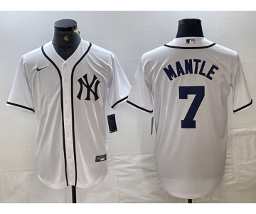 Men's New York Yankees #7 Mickey Mantle White Fashion Cool Base Jersey