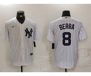 Men's New York Yankees #8 Yogi Berra White Stitched Nike Cool Base Throwback Jersey