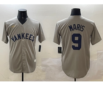 Men's New York Yankees #9 Roger Maris Gray Cool Base Stitched Baseball Jersey