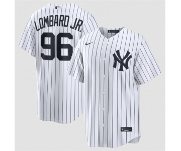 Men's New York Yankees #96 George Lombard Jr White Home Limited Stitched Baseball Jersey