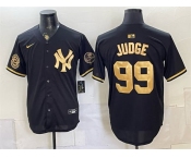Men's New York Yankees #99 Aaron Judge Black Gold With Patch Stitched Baseball Jersey Men's New York Yankees #99 Aaron Judge Black Gold With Patch Stitched Baseball Jersey