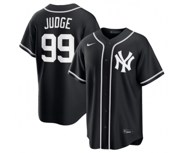 Men's New York Yankees #99 Aaron Judge Black Out Stitched Baseball Jersey