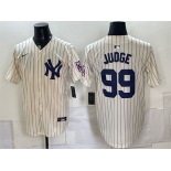 Men's New York Yankees #99 Aaron Judge Cream 2026 Field of Dreams Stadium Stitched Baseball Jersey