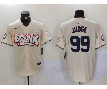 Men's New York Yankees #99 Aaron Judge Cream Limited Stitched Baseball Jersey