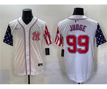 Men's New York Yankees #99 Aaron Judge White 2025 Independence Day Vapor Limited Stitched Baseball Jersey