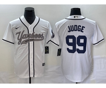 Men's New York Yankees #99 Aaron Judge White Cool Base Stitched Baseball Jersey