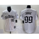 Men's New York Yankees #99 Aaron Judge White Pinstripe 'Gothic Legacy Edition' Vapor Premier Limited Stitched Baseball Jersey Men's New York Yankees #99 Aaron Judge White Pinstripe 'Gothic Legacy Edition' Vapor Premier Limited Stitched Baseball Jersey