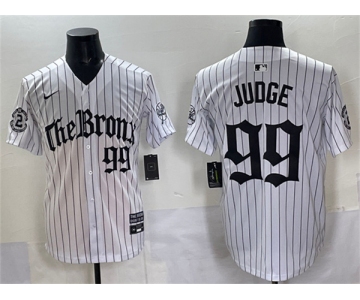 Men's New York Yankees #99 Aaron Judge White Pinstripe 'Gothic Legacy Edition' Vapor Premier Limited Stitched Baseball Jersey