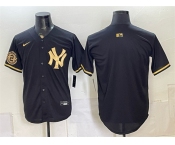 Men's New York Yankees Blank Black Gold With Patch Stitched Baseball Jersey Men's New York Yankees Blank Black Gold With Patch Stitched Baseball Jersey