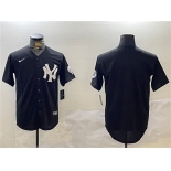 Men's New York Yankees Blank Black With Patch Cool Base Stitched Baseball Jersey