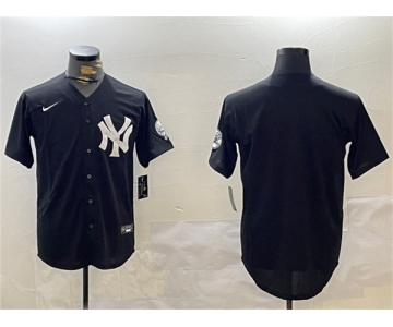 Men's New York Yankees Blank Black With Patch Cool Base Stitched Baseball Jersey