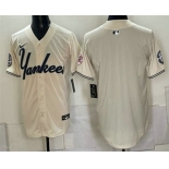Men's New York Yankees Blank Cream Limited Stitched Jersey