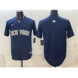 Men's New York Yankees Blank Navy Limited Stitched Baseball Jersey