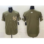 Men's New York Yankees Blank Olive 2026 Armed Forces Day Stitched Baseball Jersey