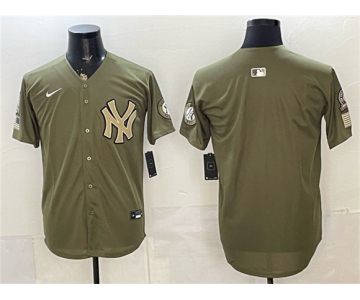 Men's New York Yankees Blank Olive 2026 Armed Forces Day Stitched Baseball Jersey