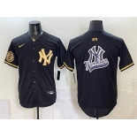Men's New York Yankees Team Big Logo Black Gold With Patch Stitched Baseball Jersey Men's New York Yankees Team Big Logo Black Gold With Patch Stitched Baseball Jersey