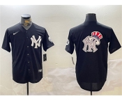 Men's New York Yankees Team Big Logo Black With Patch Cool Base Stitched Baseball Jersey