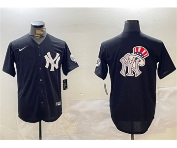 Men's New York Yankees Team Big Logo Black With Patch Cool Base Stitched Baseball Jersey