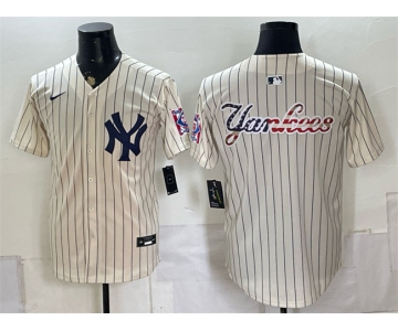 Mens New York Yankees Team Big Logo Cream 2026 Field of Dreams Stadium Stitched Baseball Jersey