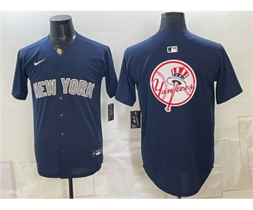 Mens New York Yankees Team Big Logo Navy Limited Stitched Baseball Jersey