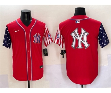 Men's New York Yankees Team Big Logo Red American Style Limited Stitched Baseball Jersey