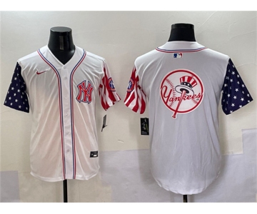 Men's New York Yankees Team Big Logo White American Style Limited Stitched Baseball Jersey