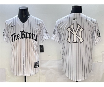 Men's New York Yankees Team Big Logo White Pinstripe 'Gothic Legacy Edition' Vapor Premier Limited Stitched Baseball Jersey
