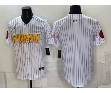 Men's New York Yankees X Spider-Man Blank White Limited Stitched Baseball Jersey