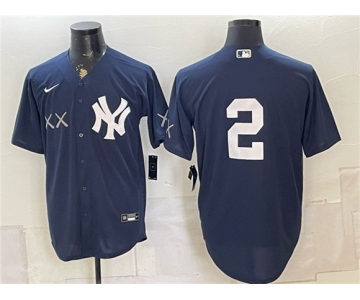Men's New York Yankees x KAWS #2 Derek Jeter Navy Stadium Stitched Baseball Jersey