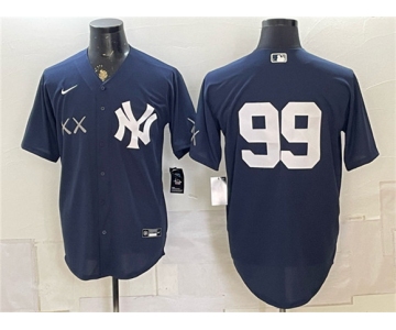 Men's New York Yankees x KAWS #99 Aaron Judge Navy Stadium Stitched Baseball Jersey